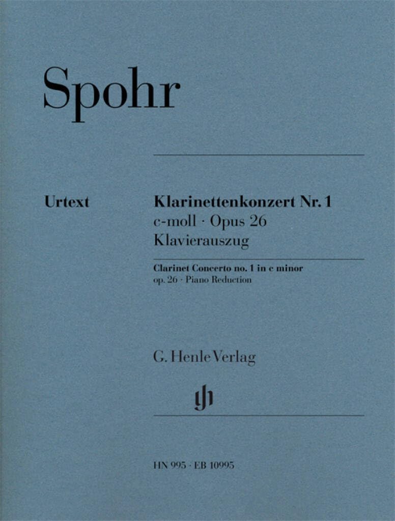 Clarinet Concerto no. 1 in C minor Op. 26 - clarinet and orchestra - piano reduction with solo part - ( HN 995 )