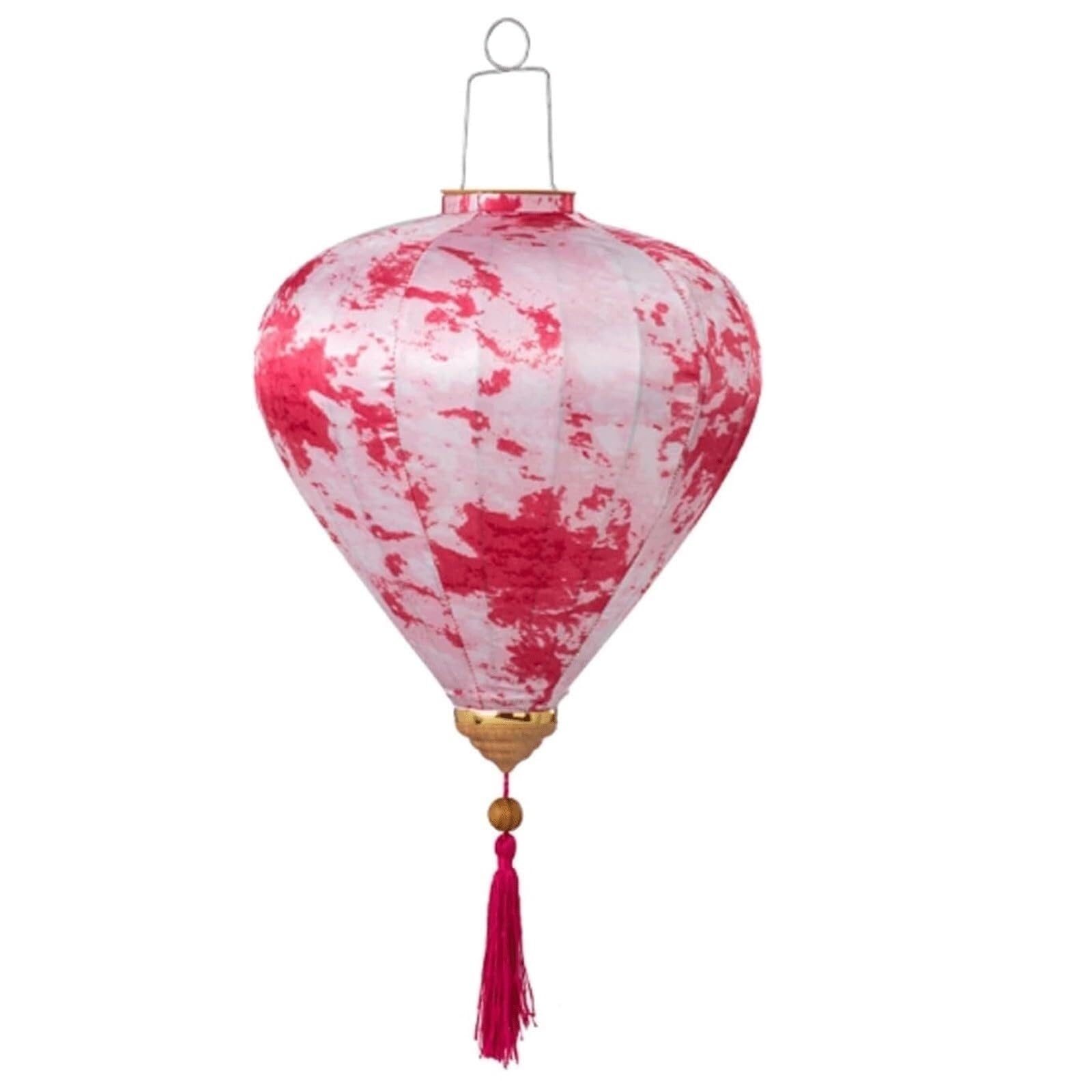 Asian lantern, Chinese Oval Silk Lantern with Tassel Oriental Tie-Dyed Hanging Festival Outdoor Garden Yard Decoration(Red,12 Inch)