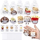 Hotop 30 Sets Food Keychains Positive Gifts for Students with Inspirational Cards Employee Appreciation Plush Food Keychains Bulk for Thanksgiving Christmas Class Prizes