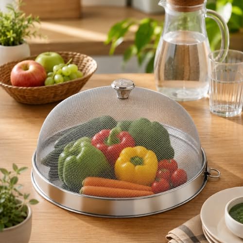 Image of Glossy Steel Lids for Utensils with Knobs | Melt-Free with a Good Gripsteel Lid for Kadai and Other Utensils | Round, Rust Resistant Steel (Dome Lid, Net - Regular Size)