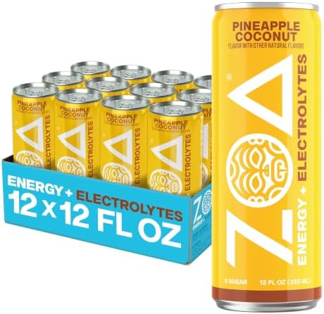 ZOA Zero Sugar Energy Drink, Pineapple Coconut, 12 Pack, 12 Fl Oz Cans