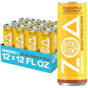 ZOA Zero Sugar Energy Drink, Pineapple Coconut, 12 Pack, 12 Fl Oz Cans