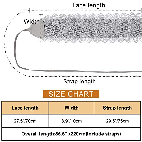 Lovful Women's Wide PU Lace Belt Self Tie Obi Belt Waistband Cinch Boho Belt,Grey