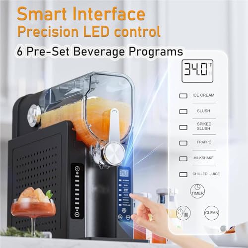 Slush-Maschine mit 2,5 l Fassungsvermögen, LED-Display, 6 voreingestellten Programmen und automatischer Reinigung – für Milchshakes, Margaritas, Cocktails, Frappé und Slush – Bild 5