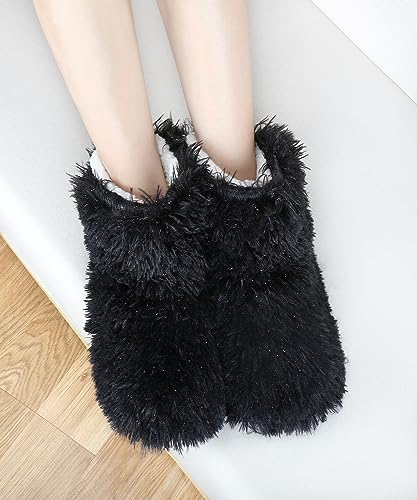 Image of DICUIRD Slipper Socks for Women,Fuzzy House Indoor Boots Slippers with Soft Soles,Warm Cozy Fluffy Sherpa Lined Booties Socks with Non Slip Bottom