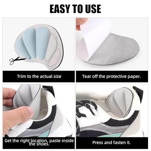 Image of Adullpony Non-Slip Tongue Pads - Shoe Fillers for Too Big Shoes Women & Men - 4 Pairs Heel Grips Inserts for Boots, High Heels, Sneakers