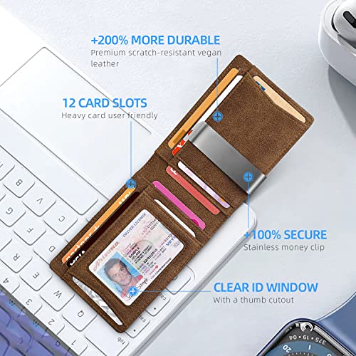 image for Zitahli Slim RFID Wallets for Men, Money Clip Bifold Leather Wallet Mi