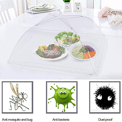 Armear 6 pack Large Pop-Up Mesh Food Cover Tent, 17 Inches Food Protector Covers Reusable and Collapsible Outdoor Picnic Food Covers Tent For Bugs, Parties Picnics, BBQs (White)