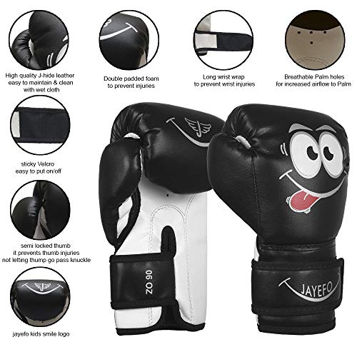 Jayefo Boxing Gloves For Kids & Children - Youth Boxing Gloves For Boxing, Kick Boxing, Muay Thai And Mma - Beginners Heavy Bag Gloves For Heavy Boxing Punching Bag - 4 Oz - Black #TOP1