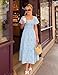 ZESICA Women‘s Summer Boho Floral Midi Dress 2026 Casual Short Sleeve Square Neck Flowy Beach Vacation Long Dress,Blue,Medium