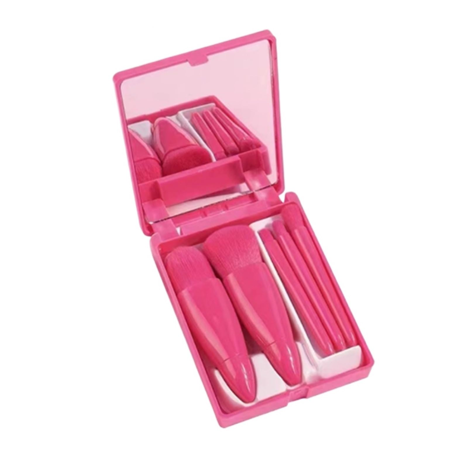Brochas De Maquillaje Profesional Juego De Brochas Maquillaje, 5 Todo En Uno, Fácil Transportar Y For Viajes Suaves Pinceles(Rot)