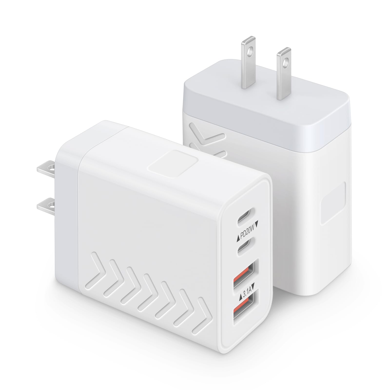 40W USB C Charger Block 4-Port Fast Charging Blocks 2 USB-C 2 USB-A PD3 0 QC3 0 Compact