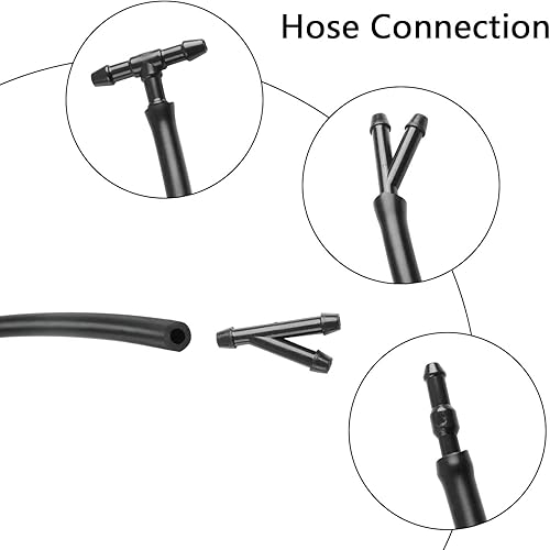 Miniatura 6 de Kit de reparación de boquilla para limpiaparabrisas compatible con Dodge RAM, Chrysler. Incluye 4 boquillas y juntas rociadoras, manguera de 4M, 12