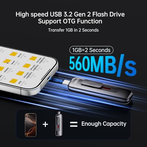 Image of SSK USB Drive 128GB,2-in-1 Type C+ USB A 3.2 Gen2 External Solid State Drive,Fast Thumb Drive 550MB /s Memory Stick for iPhone 15 /16 /Android Phone /Tablet /Windows /Mac