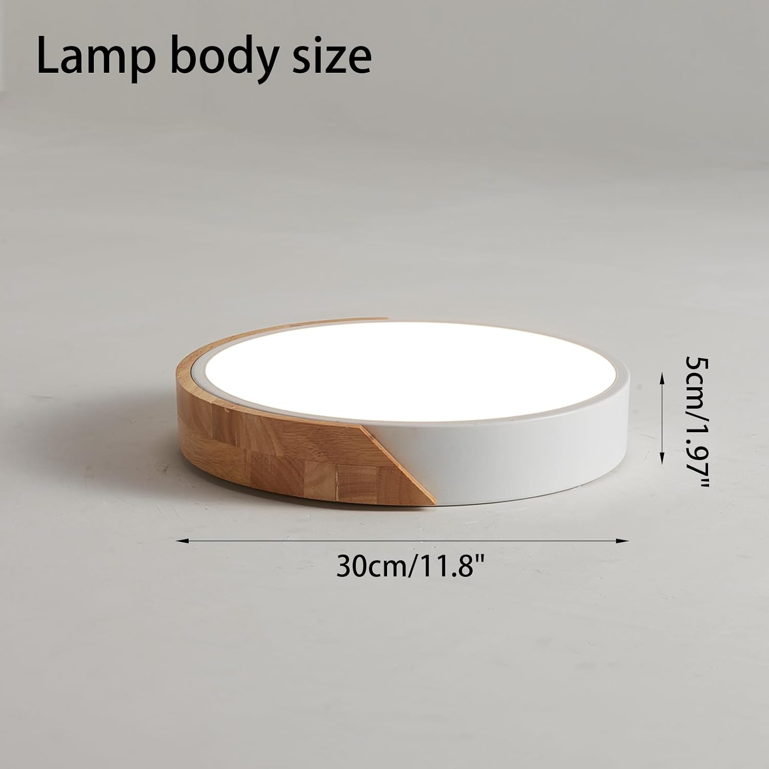 Modern LED Ceiling Light, Flush Mount, Round Wood, 30W, 2400 Lumens, Cool White, 11.8in, for Home Office, Bedroom, Living Room, Kitchen, Hallway