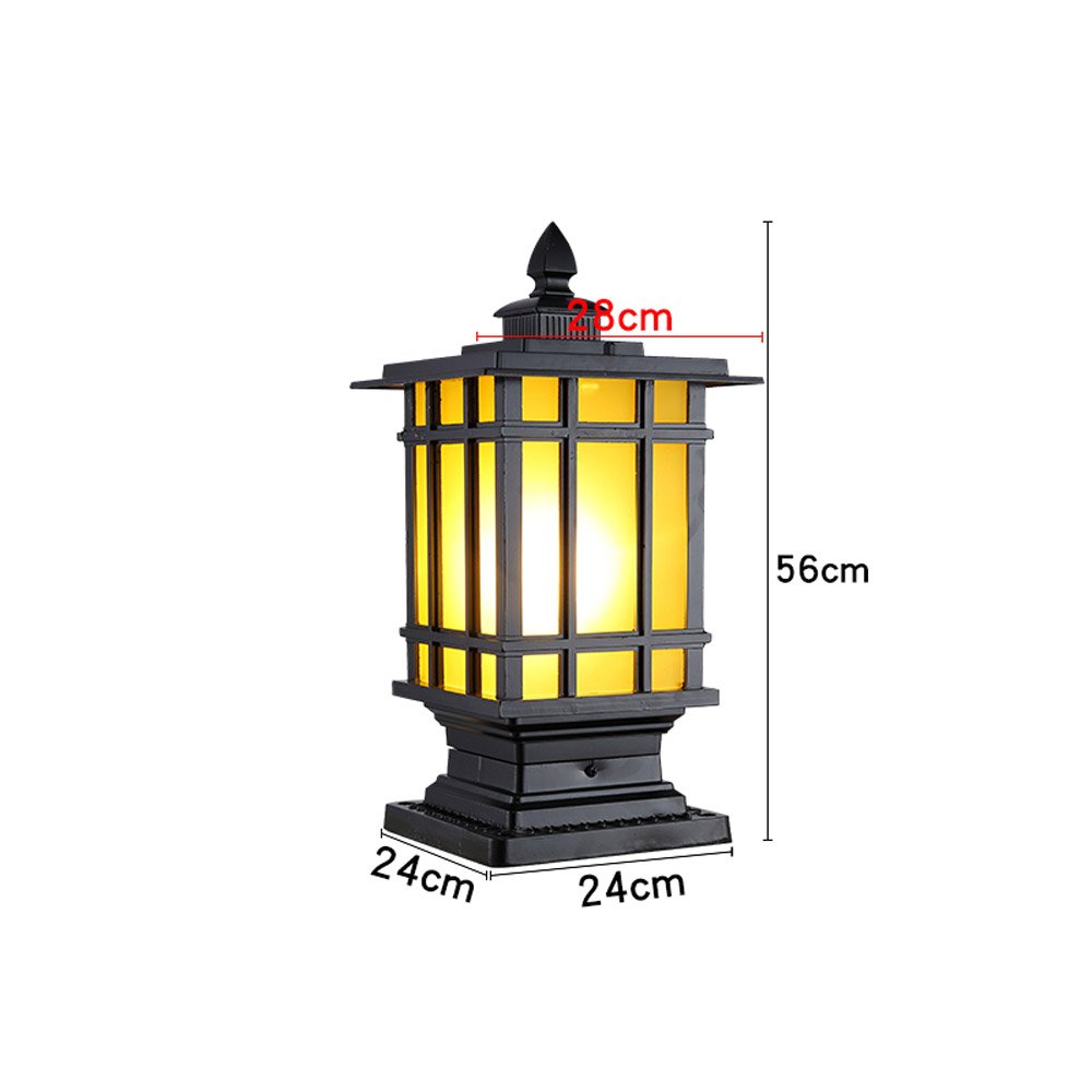 Lampy słupkowe OutdoorSquare Zewnętrzne latarnie słupkowe Europejskie szklane wodoodporne światła IP55 E27 Dekoracja do pawilonu werandowego Patio Krajobraz,Czarny-wysokość 35 cm