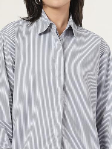 Image of Style Quotient Women Solid Smart Casual Oversized Polycotton Shirt