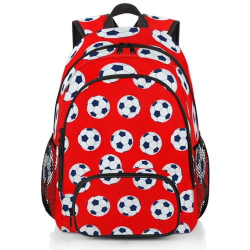 Soccer Laptop Backpack for Women Men, Red Work Travel Computer Backpacks, 18.3 Inch Large Computer Nurse Teacher Bags Casual Daypack