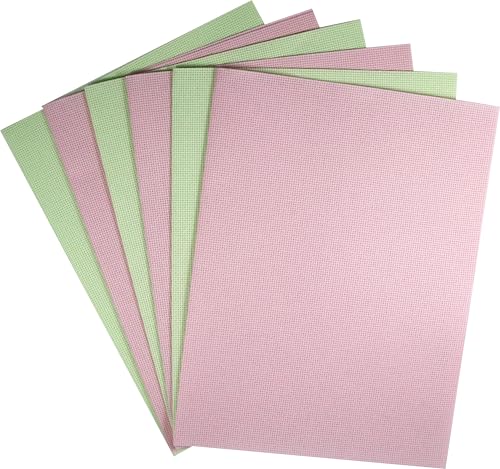 Image of KCS 6 pc of 12 inch x 18 inch(30cmx45cm) 14CT Counted Cotton Aida Cloth Cross Stitch Fabric (Pink+Light Green)