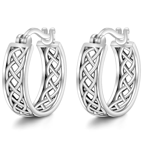 Celtic Earrings 925 Sterling Silver Celtic Knot Earrings for Women Hoop Luck Irish Celtics Jewelry Infinity Birthday Gift
