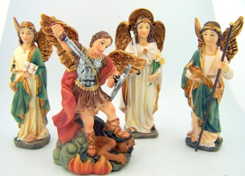 Set of 4! Catholic Gift Archangels Saint Michael Gabriel Uriel and Raphael Collectible Figures Statues