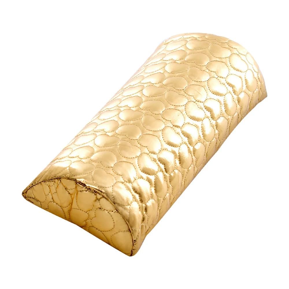 Rebelle Nail Pillow Hand Rest for Nails, Washable PU Leather Nail Armrest Detachable Manicure Hand Pillow Cushion Nail Art Accessories Tool for Nails Tech (Gold)-image-3