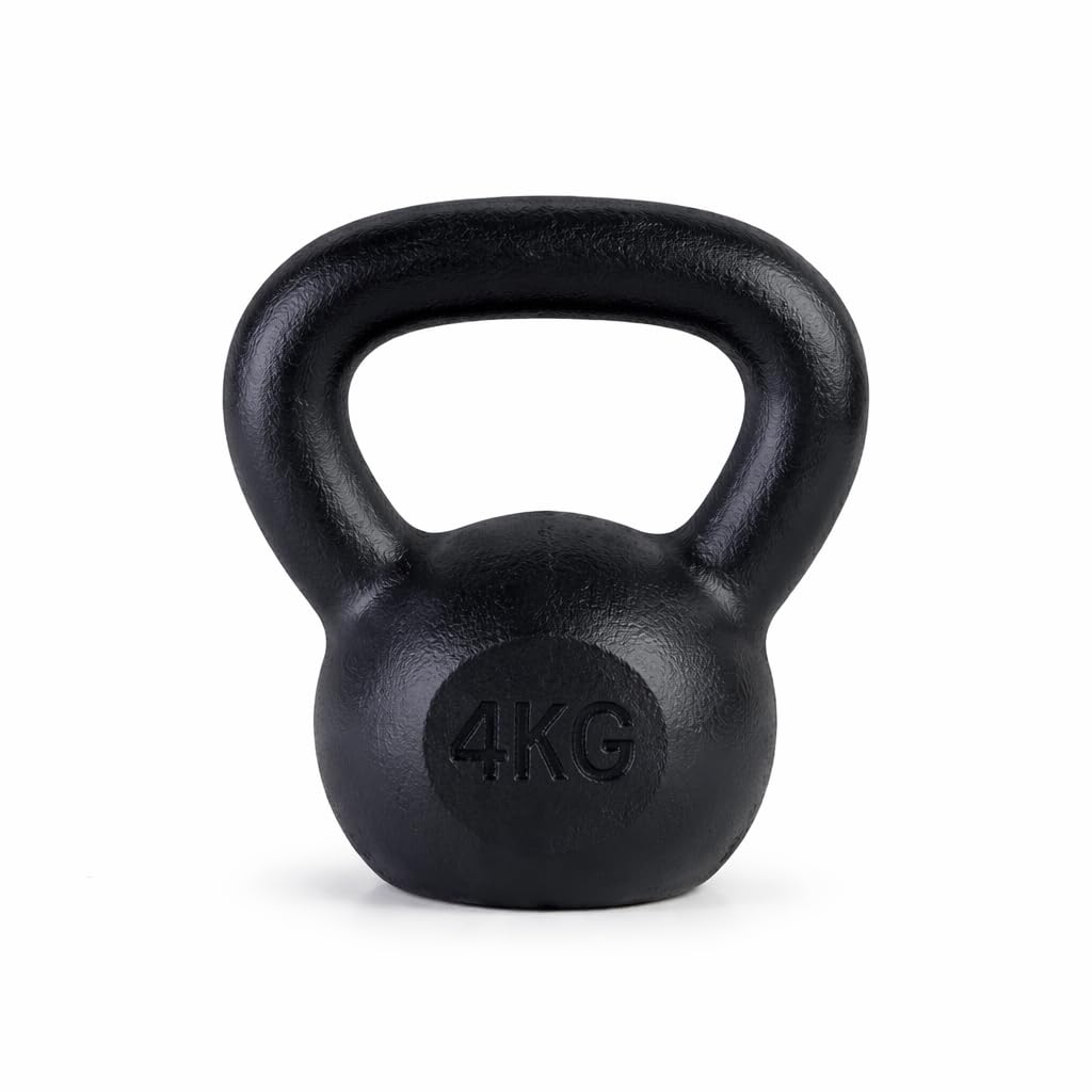Vinyl Kettle bell Weight Set Exercise Home Gym Fitness Workout 4-20kg |Vinyl & Cast Iron Kettle bells Correct Shape And Size | Home And Gym Fitness Workout (Black (Cast IRON), 4 KG)