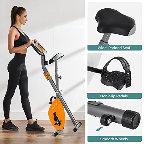 KALWOL Cyclette Pieghevole 5 In 1 – Resistenza Magnetica 16 Livelli, Silenziosa, Supporto 158 Kg, Sedile Con Schienale