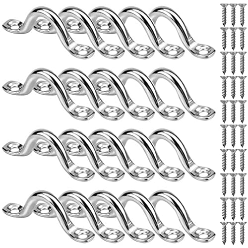 SAIJIAN 20 Piezas Almohadilla de Ojo M6 Correa de Acero Inoxidable Bucles de Cubierta de Kayak con 40 Tornillos para Colgar Fijar Ganchos Hebillas de Barcos