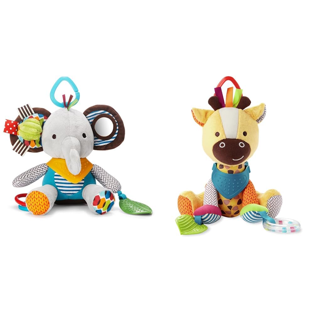 Skip Hop Bandana Buddies Baby Teething Toys with Rattle, Elephant and Giraffe