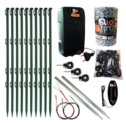 Ellofence Weidezaun Komplett Set mit 200m Litze - Inklusive LED Zaunprüfer, Netzgerät, Zaunpfosten, Erdung & weiterem Zubehör - Ideal für Kleintiere, Hunde & Katzen geeignet Ellofence Weidezaun Komplett Set mit 200m Litze - Inklusive LED Zaunprüfer, Netzgerät, Zaunpfosten, Erdung & weiterem Zubehör - Ideal für Kleintiere, Hunde & Katzen geeignet