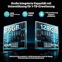 Crelander 12,2 Zoll Android 16 Tablet, 36(12+24) GB + 128GB Tablets mit SIM Card Slot 4G/5G LTE Calling, Touch-Tastatur, Hülle, Stylus, 10000 mAh Akku, 2,5K Touchscreen（120Hz Tablet） – Ansicht 4