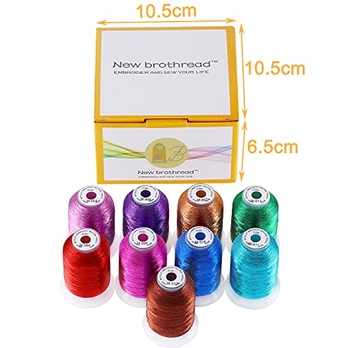 New brothread 9 Shiny Colours Metallic Machine Embroidery Thread Kit 500M Each Spool for Computerized Embroidery and Decorative Sewing - Image 4