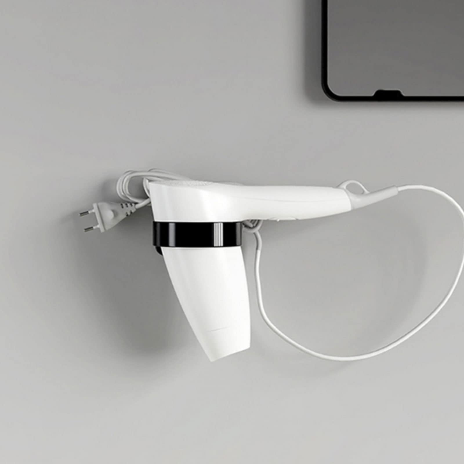 Asciugacapelli a Muro Addominali Asciugacapelli Spack Scaffale Bagno Scacco Deposito Asciugacapelli Supporto per asciugacapelli Forniture (Color : White)