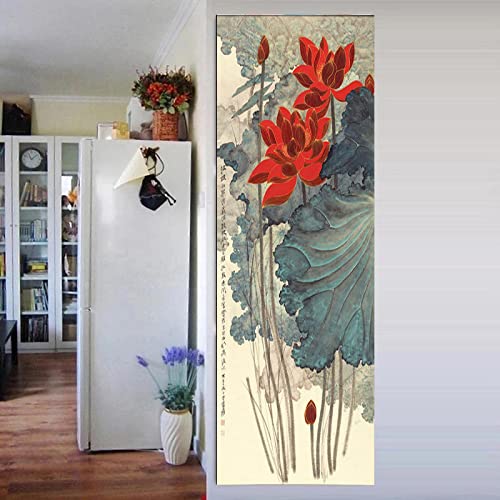 Impression sur toile paysage chinois plantes décoration murale 50x150