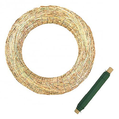 Corona de Adviento de paja de 25 cm + bobina de alambre Cover