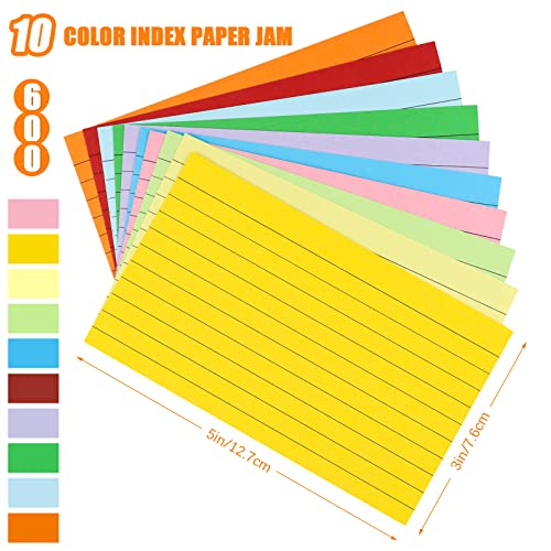 Tecmisse 3 X 5 Index Cards Ruled, 600 Pieces Colorful Index Card, Note Cards, Flash Cards, Study Cards For School Learning, Taking Notes, To Do List, 10 Colors #TOP1