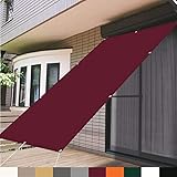 小さいバルコニープライバシー画面 1.5x2M ポリエステル 雨よけシェード ベランダ 目隠し 風通しもよい 紫外線98％カット取付簡単 ベランダ廊下/庭下/庭先用, ワインレッド, 21996