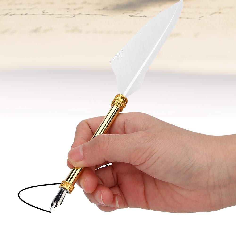 Set Di Penne A Piuma Per Calligrafia - Completo Di Inchiostro, Sigillo, Pennini, Ceralacca - Regalo Vintage - 4