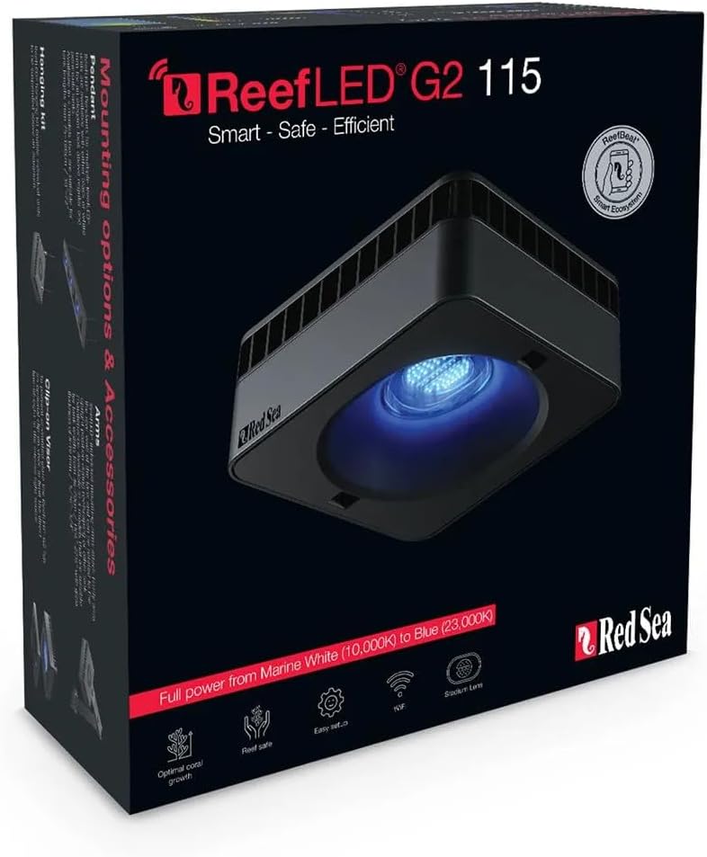 Red Sea ReefLED G2 115 Watt Saltwater Aquarium Light Reef | ReefBeat App Controlled for Fish Tank LED Lights for Corals Reef Marine