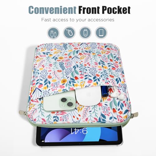 Image of TiMOVO 9-11 inch Tablet Sleeve Bag with Pocket, Flowers | Fits iPad 11 inch A16 2025, iPad 10.9 inch /10.2 inch, Air 11 inch 5th /4th Gen, Galaxy Tab A9+ /A11 Plus 11 inch