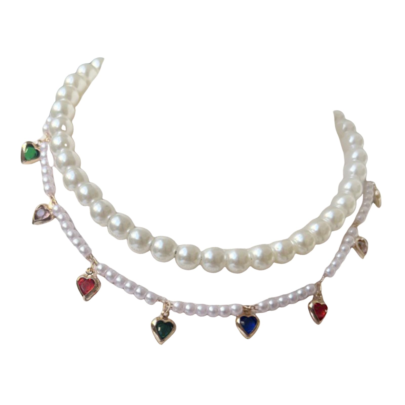 NEWFT Small Dog Cats Pearls Necklace Rhinestones Pet Collar Necklaces for Dog Cats Puppy Kitten Party Wedding Birthday