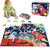 Gdbykds 96 Teilige Weltraumreise Bodenpuzzle für 3 4 5 6-Jährige Kinder, Sonnensystem Planeten Puzzle Spielzeug, Montessori Spielzeug, Geburtstagsgeschenke für Mädchen oder Jungen, 60x42 cm