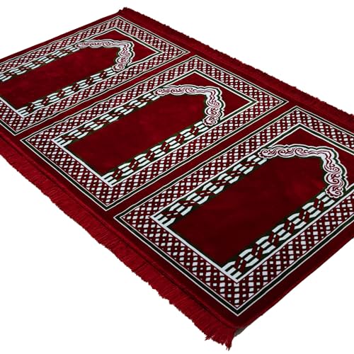 Tapete de oración velvet 3 personas rojo 110x210 cm miniatura 3