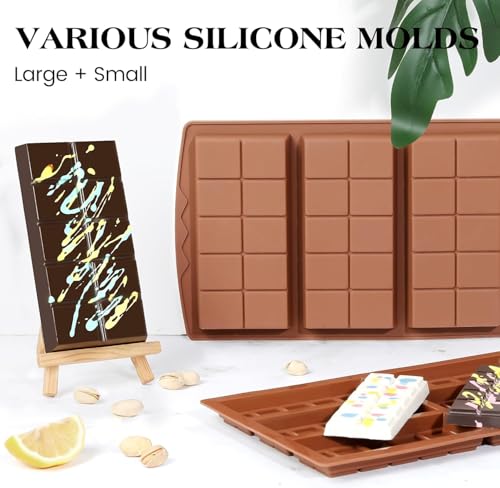 Image of Dubai Chocolate Bar Mold Deep Stuffed Silicone Molds for Filling Knafeh Pistachio Chocolate Bar Large Thick Candy Bar Molds Break Apart (10 Snap