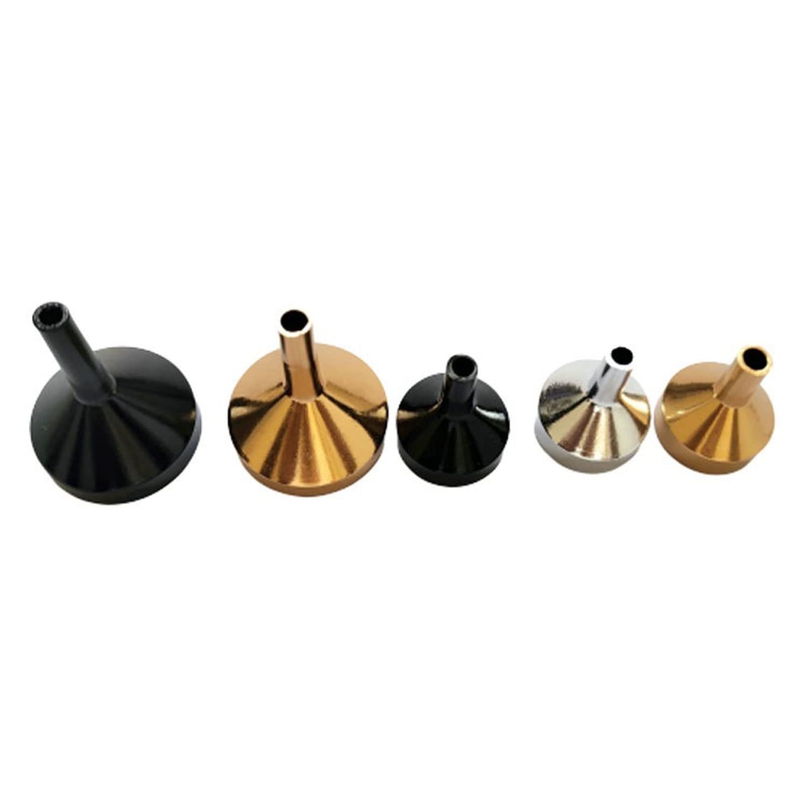 Embudo 5 Piezas Mini Embudos de Metal for Llenar Botellas Pequeñas Transferencia de Líquido Recambio Perfume Aceite Esencial Herramienta Dispensadora de Líquidos(Silver,S)
