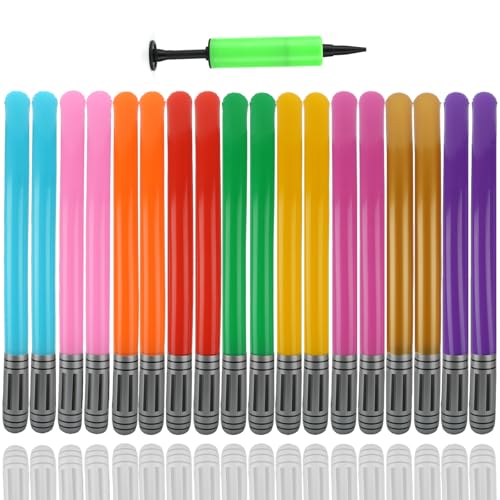 Sigowal 18 Pcs Inflatable Light Sabers with Air Pump - 9 Vibrant Colors