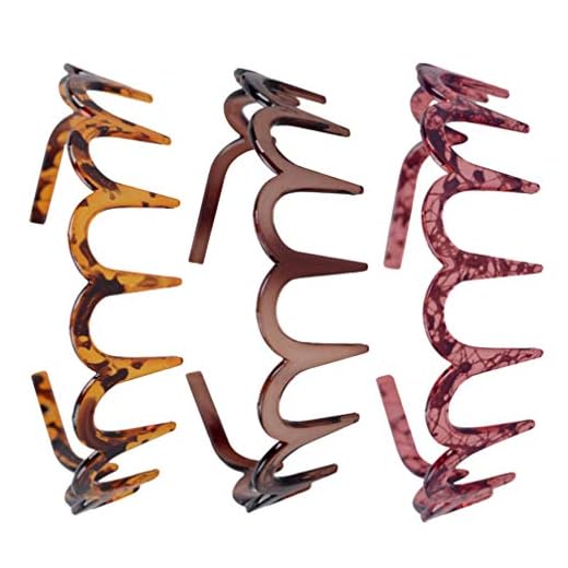 Lurrose 3Pcs Shark Tooth Headband Resin Teeth Comb Headband Wavy Toothed Hairband Hair Accessories for Women Men Girls (Assorted Color)