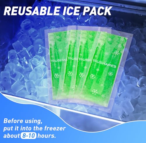 Image of YOUSHARES TSA Approved Ice Packs for Insulin Cooler Travel Case - Reusable Small Freezer Packs for Medications, (4 Pcs, Green)