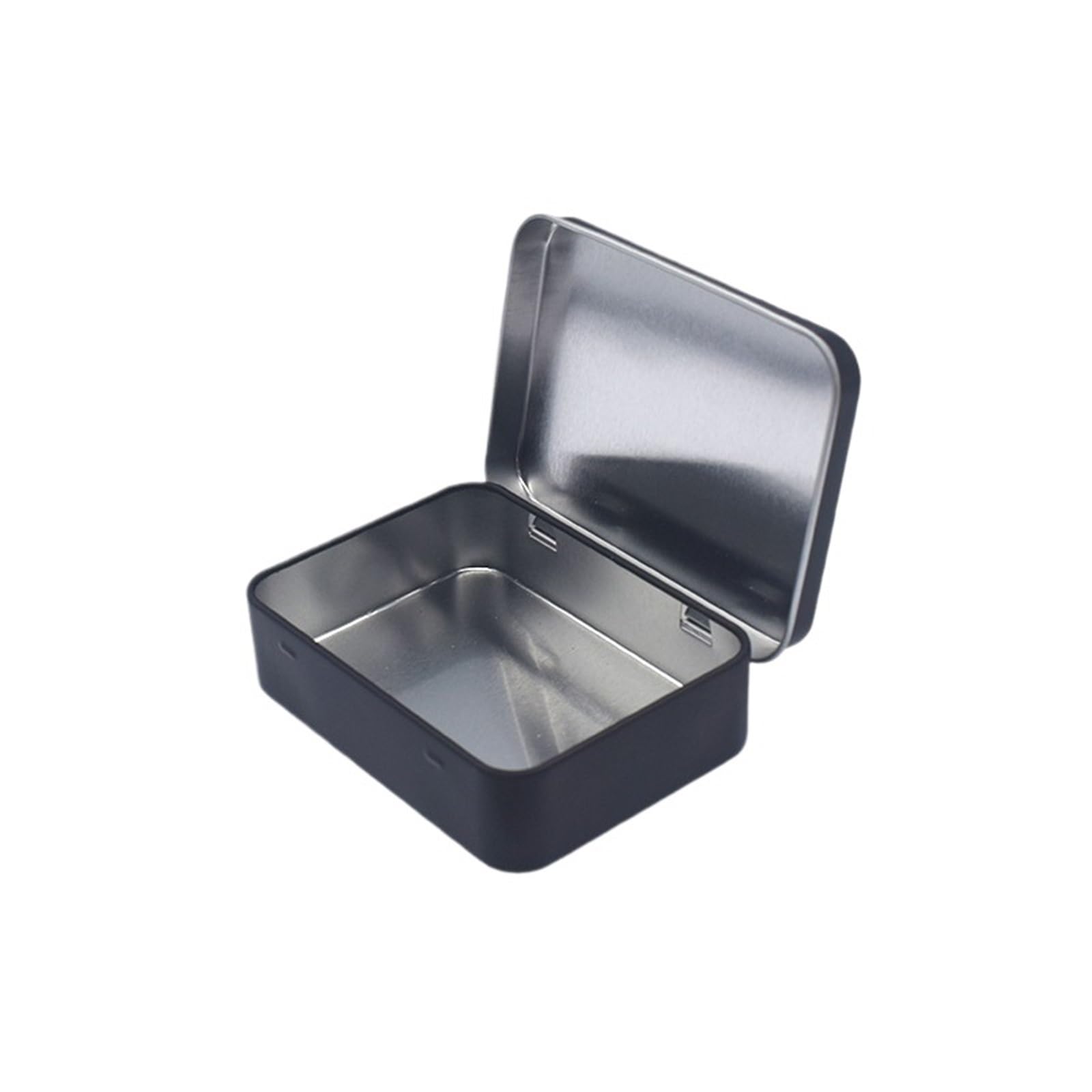 aluminum tin can, Square Hinged Flip Metal Tin Boxes, Multicolor, 12Pcs Empty Coin Candy Medicine Jewelry(Black-12pcs)
